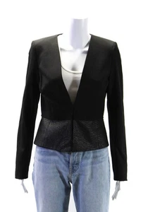 Catherine Catherine Malandrino Womens Black V-Neck Long Sleeve Blazer Size 2 - Picture 1 of 7