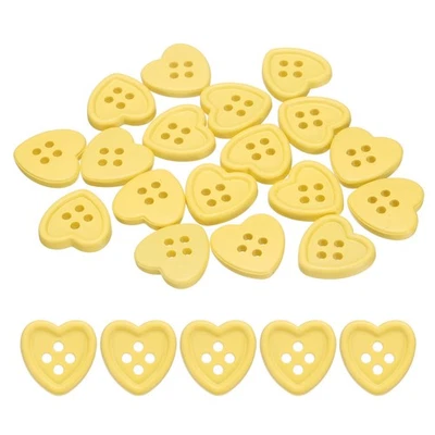 40pcs Heart Resin Sewing Button, 15mm 5/8" 4 Hole Sweater Buttons, Yellow - Image 1 of 4