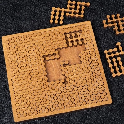 Wooden Fractal Tray Puzzle Toys Relieve Stress Train Logical Geometric Thinking - image 1 of 4