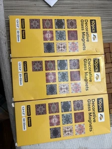 Lot of 3 X-Bet Decorative Carpet Square Glass Magnets 10 pcs / Pack (Total 30). - Picture 1 of 10