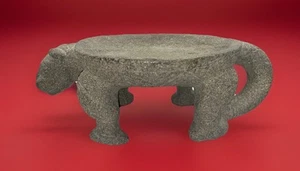 RARE Jaguar Metate - Gray Stone Finish In Resin - Picture 1 of 14