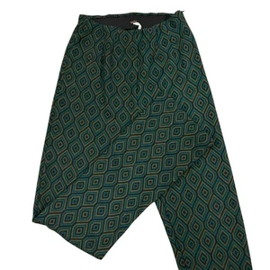 Free People Schlaghose Damen 0 grün geometrisches Muster seitlicher Reißverschluss 27" Schrittlänge Boho - Bild 1 von 9