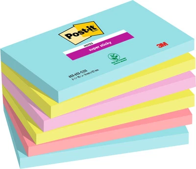 Post-it Super Sticky Notes Haftnotizen Klebezettel 76x127mm, 90 Blatt, 6 Blöcken - Bild 1 von 4