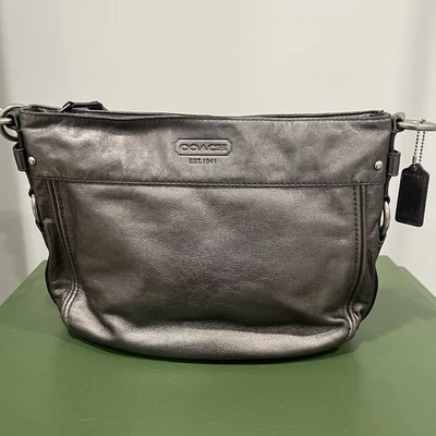 Bolso de Mano Coach Vintage Zoe Hobo Cuero Negro Teléfono Bolsillo No. Cremallera S F14707 Foto 1 de 4