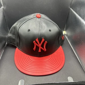 New Era New York Yankees MLB rot echt 100% Leder schwarz 7 3/4 NEU - Bild 1 von 3