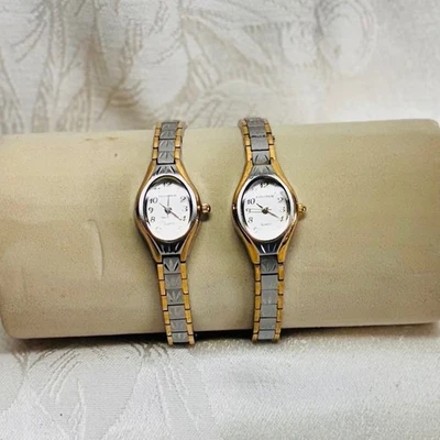 Relojes de pulsera ELGIN II para mujer cuarzo ELL03 tono plateado dorado metal eslabón extra Foto 1 de 4