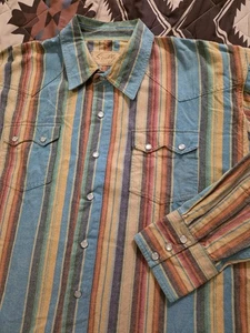 Camisa Occidental De Colección Scully Perla A Presión Rayas Verticales Colorido Lona Para Hombre Grande - Imagen 1 de 10