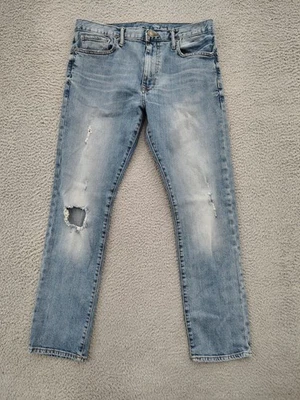 Gap Slim Fit Jeans Mens 33x30 Light Wash Blue Stretch Distressed Denim - Image 1 of 4