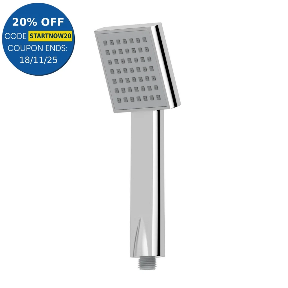 Modern Square Shower Head High Flow Single Spray Pattern Polished Chrome Handset
