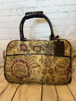 Liz Claiborne Tapestry Overnight Weekender Rolling Travel Luggage Bag Bad Handle - Image 1 of 4