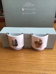 BNIB Royal Worcester Wrendale Designs Set Of 2 Chicken Eggcups By Hannah Dale - Picture 1 of 7