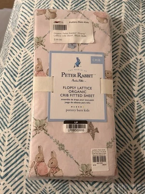 Hoja de cuna Pottery Barn Kids PETER RABBIT LATTICE nueva rubor Foto 1 de 2