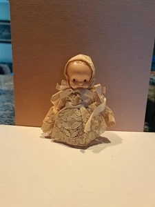 Vintage 4.5" Celluloid Baby BRIDE DOLL No Shoes - Picture 1 of 7