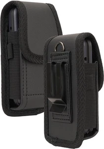 Cuir Noir Étui Pochette Ceinture Boucle Clip pour Alcatel Go Flip 4 TCL Flip Pro - Picture 1 of 8