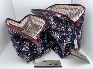 SET- AU MAISON Kulturtasche Kosmetiktasche Bügel Wisteria blau bordeaux Blüten - Bild 1 von 11