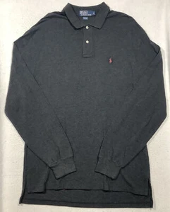 Polo Ralph Lauren Long Sleeve Golf Shirt Men's Large Gray Pony Logo - Picture 1 of 9