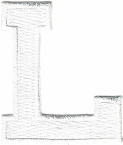 1 7/8" White Monogram Block letter L Embroidery Patch - Picture 1 of 1
