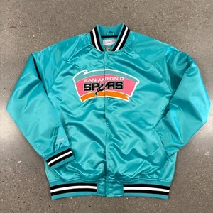 NWOT Mitchell & Ness NBA San Antonio Spurs Teal Lightweight Satin Jacket - L - Picture 1 of 11