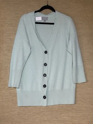 Pure Collection Cashmere Cardigan Womens Size 16 Green Soft V Neck - Image 1 of 4