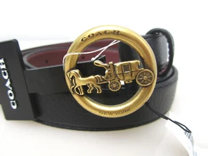 Coach $128 Horse and Carriage SIGNATURE BUCKLE BELT Black 78181 f78181 - Picture 1 of 7