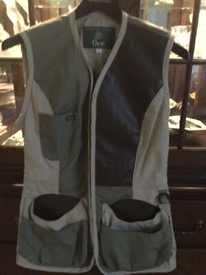Orvis Hunting Shooting Sportsman Vest Light Olive Green & Brown Size Small - Image 1 of 2