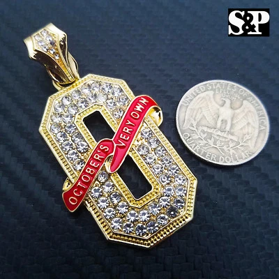 ICED 14K GOLD CZ OVO 'O' RAPPER'S BLING FASHION CHARM PENDANT HIP HOP STYLE - Image 1 of 3