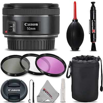 Canon EF 50mm F/1.8 STM Lens - Ultra Saving Bundle Kit + Deluxe 3pc Filter Kit - Image 1 of 4