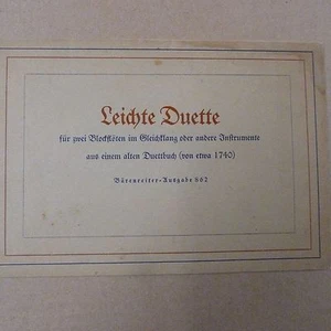 Blockflöte LEICHTE DUETTE erste + zweote folge, 2 Blockfloeten, Baerenreiter   - Bild 1 von 3