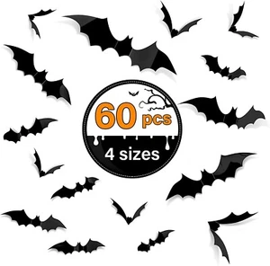 60 3D Murciélagos Fiesta de Halloween Decoraciones Exterior Interior Decoración para Ventana - Imagen 1 de 6