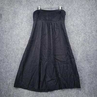 Vestido Banana Republic para mujer 8 negro mini plisado seda cintura imperio sin tirantes Foto 1 de 4