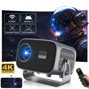 5G 4K Projector Smart HD LED WiFi Bluetooth HDMI USB Android Office Home Theater - Picture 1 of 19