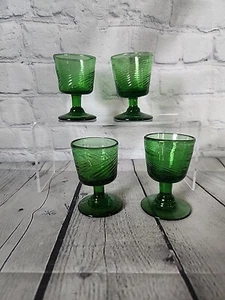 Hand Blown Cordial Glasses Set of 4 Emerald Green  - Picture 1 of 5
