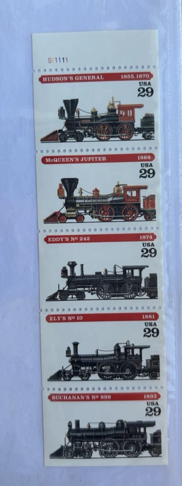 MNH, 1994 Locomotive/SteamTrain Postage Stamp, 1994, Scott 2843-2847 - Image 1 of 1