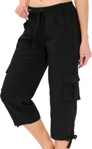 MoFiz Womens Capris with Pockets Loose Fit Casual Capri Pants XX-Large, Black - Picture 1 of 7