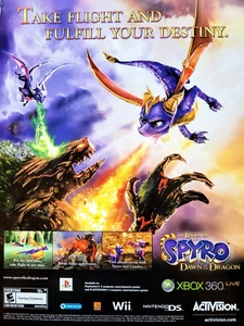 RARE! 2008 SPYRO Dawn Of The Dragon Video Game = Promo Print AD - Picture 1 of 1