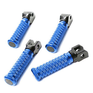 Blue M-Grip CNC Rear Rider Front Foot Pegs For Ninja 650R 09 10 11 12 13 14 15