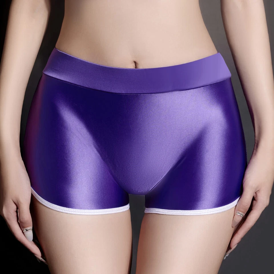 (Paquete de 3) Pantalones Cortos Para Mujer Elastizados de Satén Ropa Interior Brillantes Brillantes Bragas Boxer Shorts Foto 1 de 4