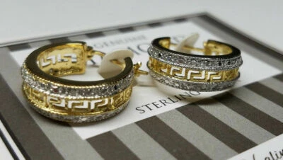 全新 18K 黄金 925 纯银维多利亚 TOWNSEND 钻石精华耳钉 — 第 1/2 张图片