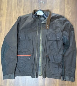 Barbour Men's XL Ashby Waxed Jacket Dark Olive Brown Lightweight Wax Corduroy - Picture 1 of 21