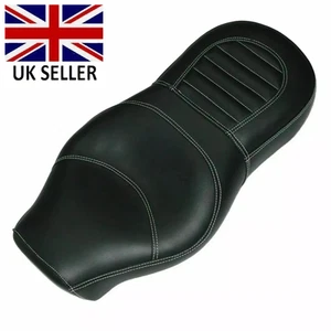 For Royal Enfield Interceptor 650cc Custom Cushioned Dual Seat White Thread - Picture 1 of 9