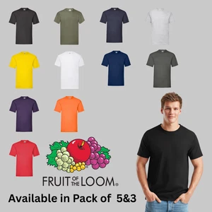5 or 3 Pack Mens Fruit Of The Loom T Shirt Cotton Plain Tee S-5XL - Picture 1 of 35