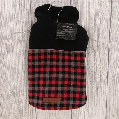 Eddie Bauer Dog Coat Medium Plaid Black/Red Colorblock Sherpa Jacket 20-35lb - Image 1 of 4