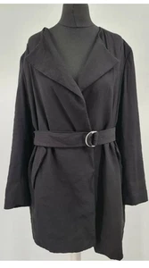 H&M Black belted waterfall jacket UK 12 - Picture 1 of 7