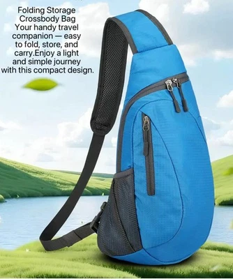 2PCS Foldable Sling Bags Lightweight Water-Resistant Travel Crossbody Pack - Image 1 of 4