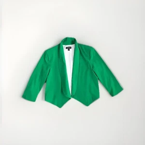 Bebe Kelly Green Blazer Jacket Medium Women Crop Open Y2K Mean Girls Clueless - Picture 1 of 9