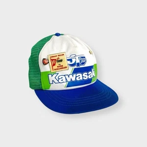 Vtg 70s 80s JT Racing USA Kawasaki Trucker Hat Pins AMA Motocross Hare Scrambles - Picture 1 of 11