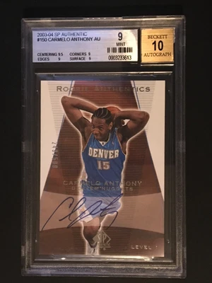 2003 SP AUTHENTICS CARMELO ANTHONY ROOKIE AUTO - BGS 9 MINT/10 AUTO  SP/500 - Image 1 of 4