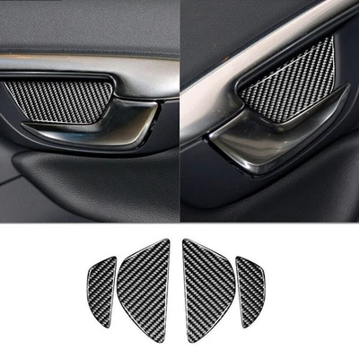 Cubierta de tazón de manija de puerta interior de fibra de carbono 4 piezas para Volvo V60 S60 2010-17 Foto 1 de 4