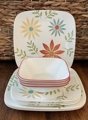 Corelle Vitrelle Happy Days Floral 12 pc Set Dinner & Luncheon Plates & Bowls — 第 1/4 张图片