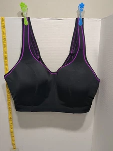 Sujetador deportivo Cacique para mujer 38DDD alto impacto moldeado con aros negro/púrpura - Imagen 1 de 9
